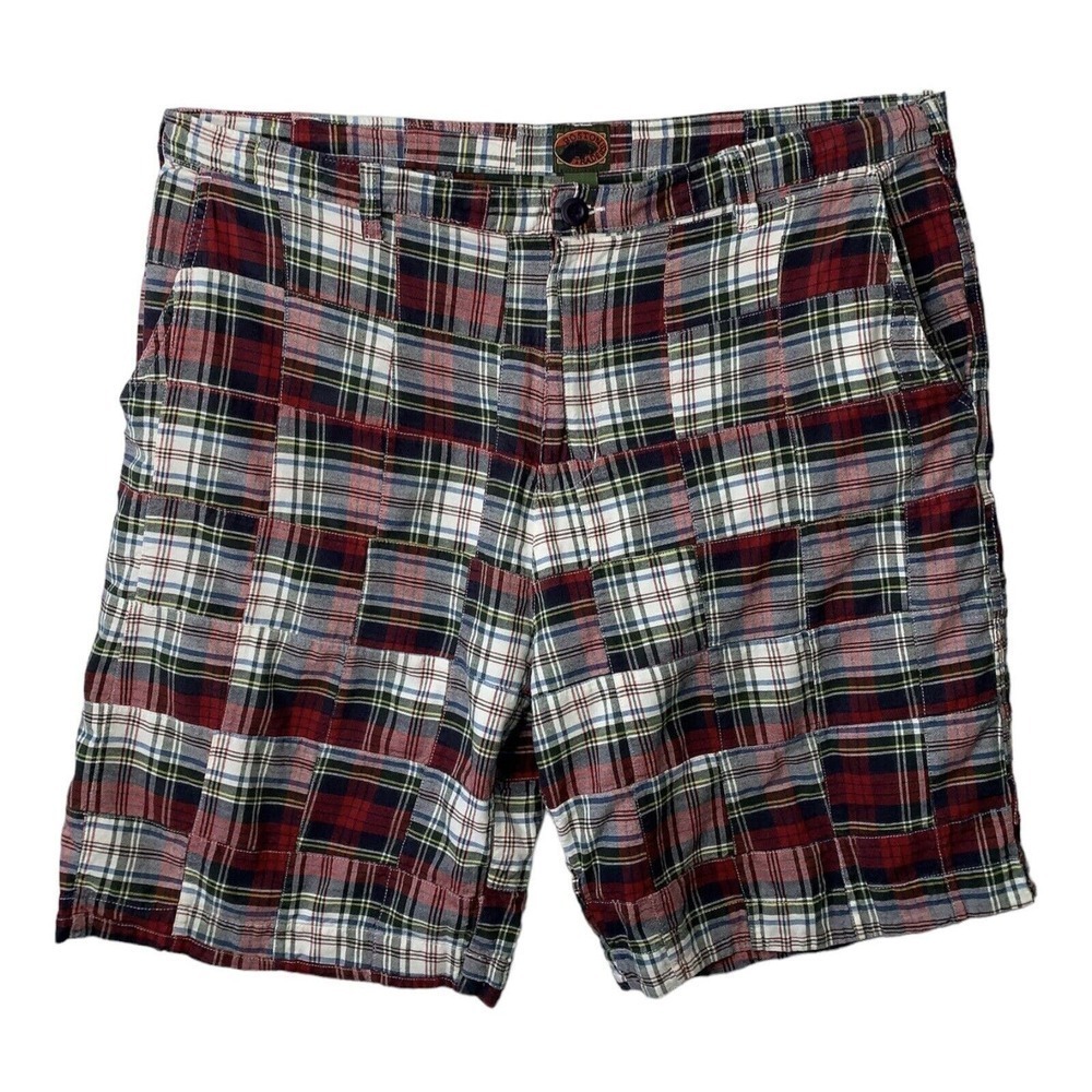 Boston Traders Madras Plaid Patchwork Shorts Mens 42 India 100% Cotton VTG 90s